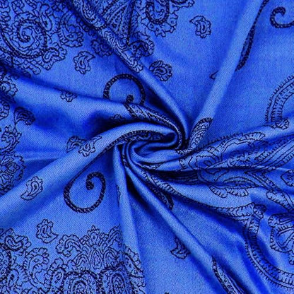 Ciormis Two Tone Silky Paisley Pashmina Shawl Scarf,Soft Women's Rave Jacquard Pashminas Wrap Scarves - color: P#. Royal Blue Paisley