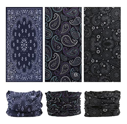 Headband Neck Gaiter Head Wrap Headwear Face Mask Magic Scarf Bandana for Men and Women - color: 9pc.black Series.1