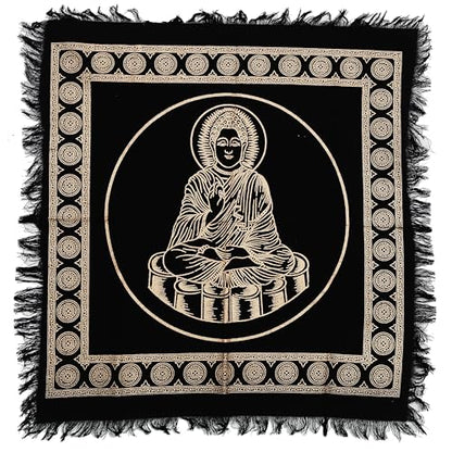 Indian Consigners Tarot Spread Altar Cloth Small 18" Square Wall Hanging Wiccan Witchcraft Wica Wall Hanging (Golden Buddha) - color: Golden Buddha