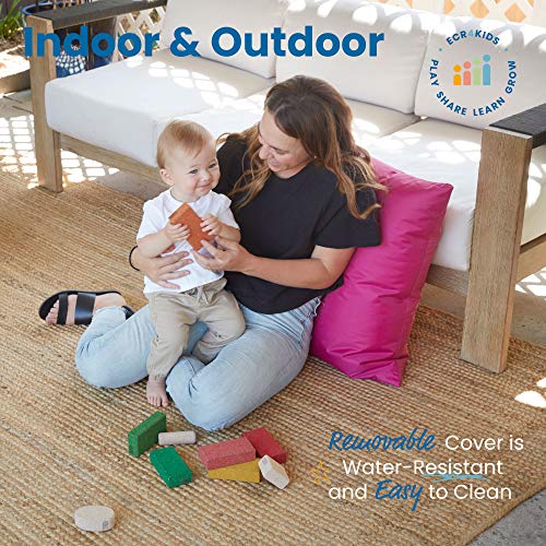 ECR4Kids Jumbo Indoor/Outdoor Kids Floor Pillow Cushion, 27in x 27in, Classroom Essentials, Raspberry - color: Raspberry
