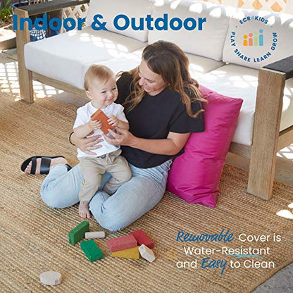 ECR4Kids Jumbo Indoor/Outdoor Kids Floor Pillow Cushion, 27in x 27in, Classroom Essentials, Raspberry - color: Raspberry