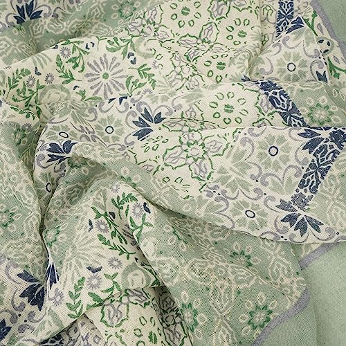 YOUR SMILE Large Boho Scarf for Women Lightweight Floral Printed Scarves Fall Winter Fashion Fringed Shawl wraps - color: 02 Light Green