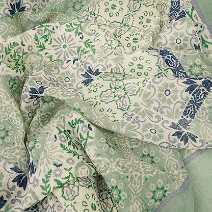 YOUR SMILE Large Boho Scarf for Women Lightweight Floral Printed Scarves Fall Winter Fashion Fringed Shawl wraps - color: 02 Light Green