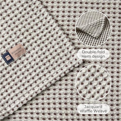 Lightweight Cotton Waffle Blanket Twin Size, Modern Two-Tone Check Pattern, Soft & Breathable for Bed, Couch, Sofa, All Seasons – Coffee Bean/White, 60"x80" - color: Coffee Bean/White, size: Twin