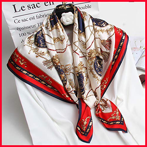 ANDANTINO 100% Pure Mulberry Silk Scarf 35" Large Square Lightweight Headscarf –Women’s Hair Wraps-With Gift Packed - color: Royal Carriage