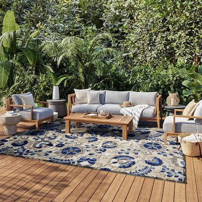 Nourison Home Aloha Natural Blue 7'10" x 10'6" Area Rug - Easy Clean, Non Shedding, Bed Room, Living Room, Dining Room, Kitchen (8' x 11') - color: Natural Blue, size: 7'10" x 10'6" (Rectangular)