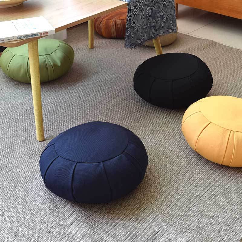 Meditation Cushion Round Cotton and Buckwheat Stuffing Size36*17cm
