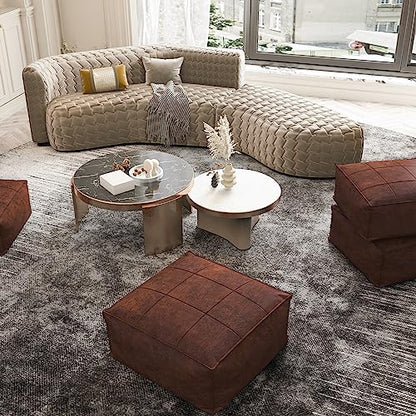 Johnear Meditation Floor Pillow, Square Floor Cushion, Retro Leather Floor Cushion, Extra Thick Square Meditation Pillow for Floor Bedroom Balcony Meditation Yoga