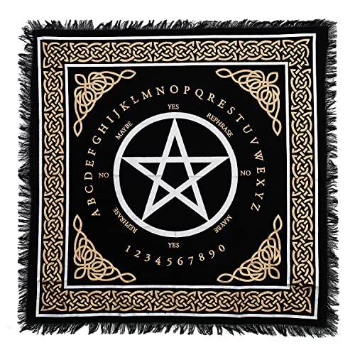Indian Consigners Altar Cloth A-Z Spell Pendulam Pentagram Witchcraft Alter Tarot Spread Wiccan Square Spiritual Table Cloth Sacred Cloth (A-Z Pentagram Spell) - color: A-z Pentagram Spell