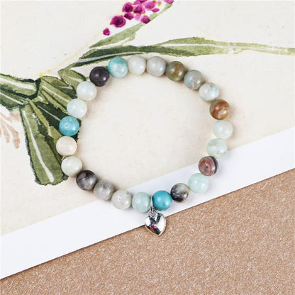 Pingyongchang Stress Relief Anxiety Yoga Bracelet,Mantra Bracelets for Women Natural Crystal Stone Healing Gifts Birthday Gifts for Jade Bracelet for Men - color: Amazonite