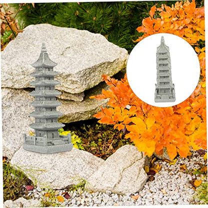Toddmomy Zen Style Stone Pagoda Ornament for Garden Decoration Detailed Bonsai Craft Sculpture for Micro Landscape Rustic and Modern Home Accent Stone Adornment