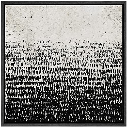 SIGNWIN Framed Canvas Print Wall Art Grunge Industrial Duotone Landscape Abstract Shapes Illustration Modern Art Decorative Nordic Minimal Calm/Zen for Living Room, Bedroom, Office - 16"x16" Black - color: A17-2208-m16, size: 16"L x 16"W