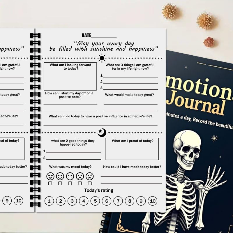 100 Pages Mental Health Journal for Women Men, A5 Guided Self Care & Emotional Diary with Mood Tracker & Feelings Log for Psychologh Gifts, Black - color: Black-A