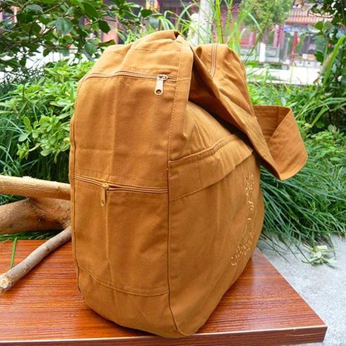 ZUODOOKU Buddhist Buddha Monk Bag Embroidery Cotton Shaolin Temple Kung Fu Oneshoulder Bag Unisex
