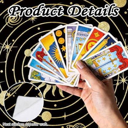 Tarot Altar Cloth Universe Solar System Print Card Table Tablecloth Celestial Golden Sun Tablecloth with Tarot Bag for Reading Rituals Crystals Spiritual Divination Witchcraft Supplies - color: Universe Solar System