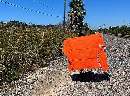 Open Road Goods Solid Color Mexican Yoga Blanket – Large Handwoven Throw for Yoga, Beach, Camping or Home – Soft and Durable Cotton Blend - color: Tangerine Blanket