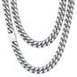 ChainsHouse Stainless Steel Mens Cuban Link Chain, Black/ 18K Gold Plated Miami Cuban Chain Necklace, 5mm/7mm/9mm/12mm/14mm Width, No Tarnish& Durable Hip Hop Mens Jewelry, 18"-30", Send Gift Box - color: a. 9mm width-steel, size: 22 inches