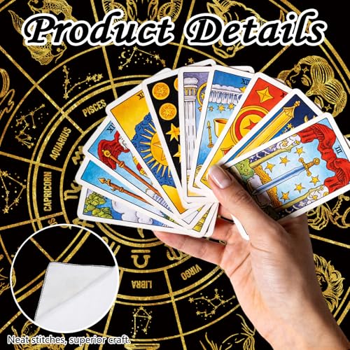 Tarot Altar Cloth Twelve Zodiac Signs Card Table Tablecloth Celestial Golden Sun Tablecloth with Tarot Bag for Reading Rituals Crystals Spiritual Divination Witchcraft Supplies - color: Twelve Zodiac Signs