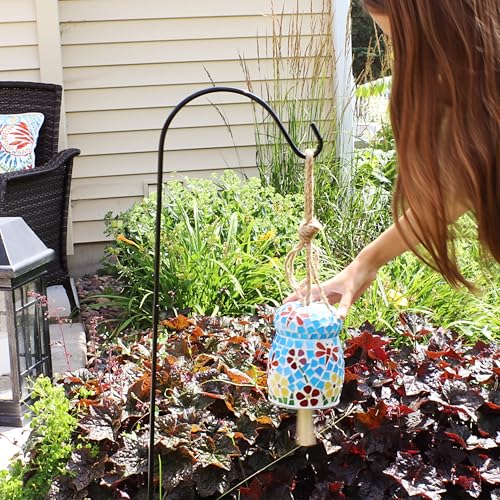 Sunnydaze Spring Flowers Wind Bell - Mosaic Glass Wind Chime Bell for the Patio, Deck, or Porch - 7"