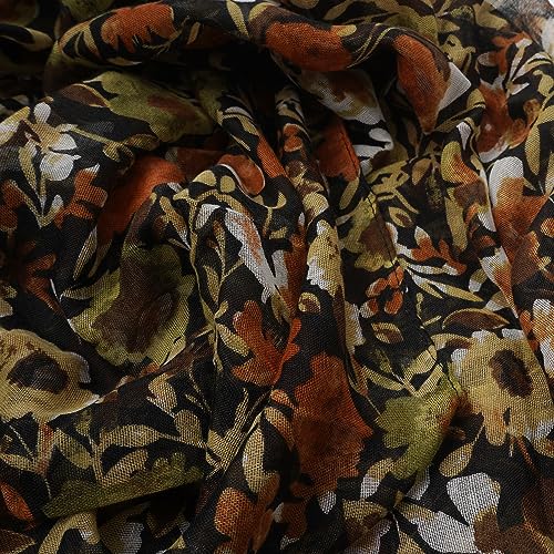 YOUR SMILE Large Boho Scarf for Women Lightweight Floral Printed Scarves Fall Winter Fashion Fringed Shawl wraps - color: 39
