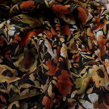YOUR SMILE Large Boho Scarf for Women Lightweight Floral Printed Scarves Fall Winter Fashion Fringed Shawl wraps - color: 39