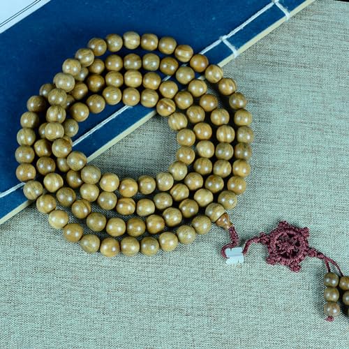 Natural Green Sandalwood 108 Mala Bead Necklace Buddhist Prayer Beads for Meditation or Yoga - style: 10mm Beads