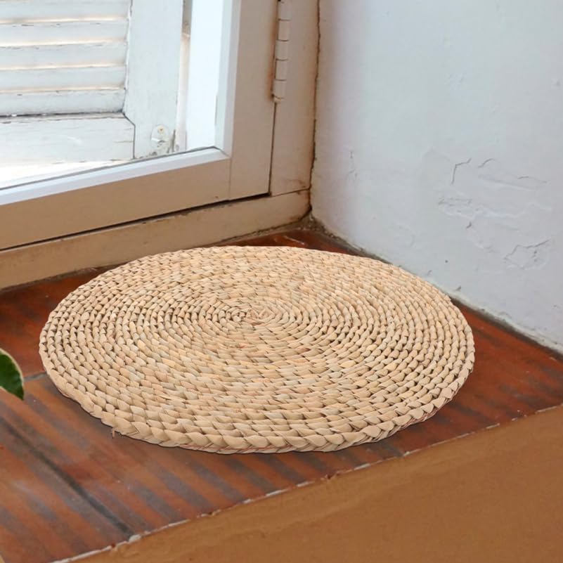 Lurrose Meditation Cushion: Round Floor Cushion - Woven Boho Floor Pillow for Yoga Zen Home Decor