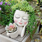 Face Plant Pot - Double Flower Pots for Indoor Outdoor Plants Resin Head Planter with Drainage Hole Cute Lady Face Plant Pots, Garden Decoration Planters, Medium - size: Medium, style: White - 2 in 1
