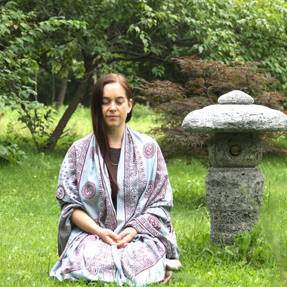 Prabhuji's Gifts Meditation Yoga Prayer Shawl with Om Symbol, Multi-Use Wrap - Unisex