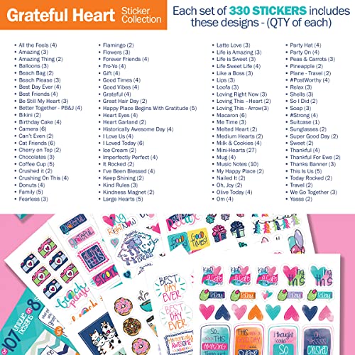 Gratitude Journal 52 Week Daily Positive Thinking for Thankfulness + Sticker Set | Gratitude Finder - color: Whimsy Doodle + Grateful Heart Stickers