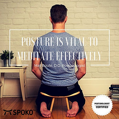 SPOKO Meditation Bench Chair, Travel Version, The Original Posture Certified Wood Kneeling Stool, Best Ergonomic Wooden Chair, Perfect Seat for Yoga, Prayer, Seiza