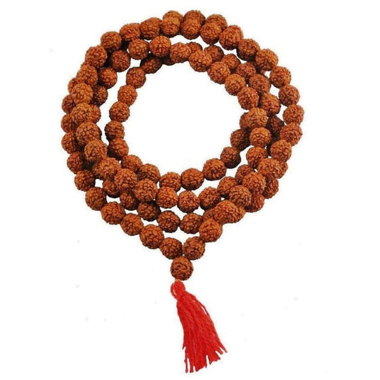 Rudraksha Mala Necklace 108 Beads Natural Sacred Prayer Beads for Meditation, Yoga & Spiritual Healing Handmade Japa Mala with Tassel for Men & Women