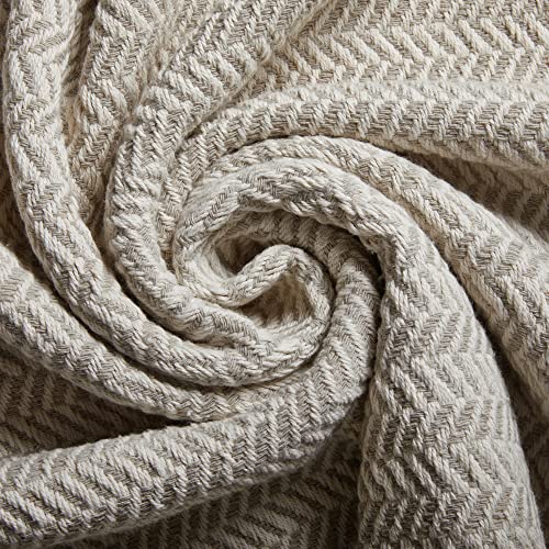 Americanflat 50x60 Throw Blanket - Soft and Breathable Cotton Throw Blanket for Couch, Bed, Chair - Decorative Blankets Perfect for Home, Office, or Outdoor Use - Cream and Beige Zig Zag Design