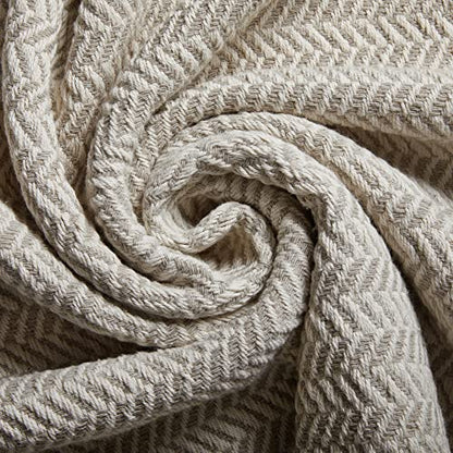 Americanflat 50x60 Throw Blanket - Soft and Breathable Cotton Throw Blanket for Couch, Bed, Chair - Decorative Blankets Perfect for Home, Office, or Outdoor Use - Cream and Beige Zig Zag Design