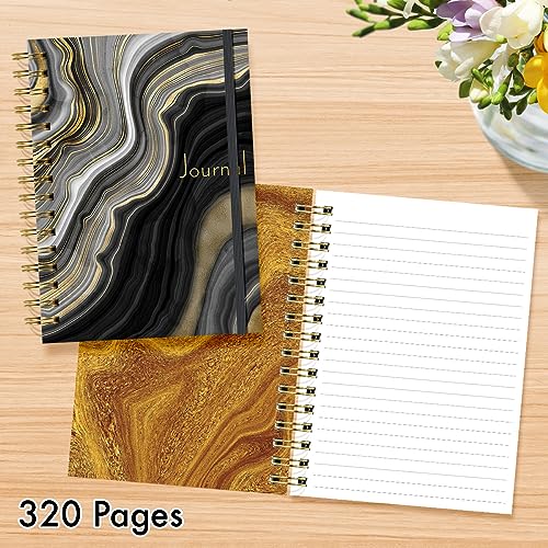 Designer Greetings, Designer Papers Flex Cover Journal with Elastic Band, Black and Gold Marble Design - 320 Pages (6” x 8.25”) - Back-to-School Supplies, Creative Writing, Personal Notes - style: Black and Gold Marble