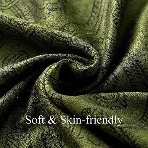 Ciormis Two Tone Silky Paisley Pashmina Shawl Scarf,Soft Women's Rave Jacquard Pashminas Wrap Scarves - color: B#. Green Paisley