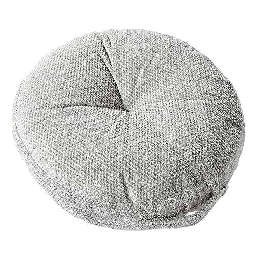 Sorra Home Indoor Tufted Floor Pillow, 24 in x 24 in x 5 in Circle w/Handle, Dove - color: Dove, size: 24 in x 24 in x 5 in Circle w/ Handle