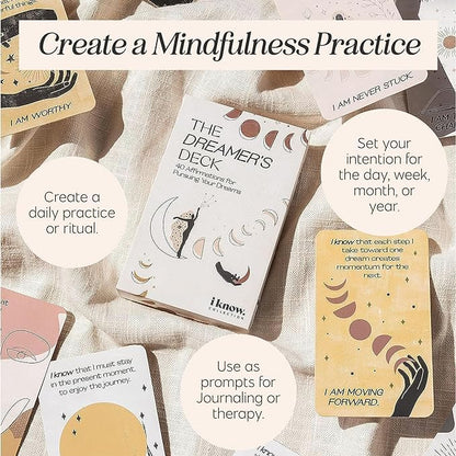 The Know Collection Dreamer's Deck Affirmation Cards, 40 Positive Daily Affirmations for Mindfulness and Motivation, Inspirational Oracle Deck for Self-Care and Manifestation, Birthday Gift for Mom