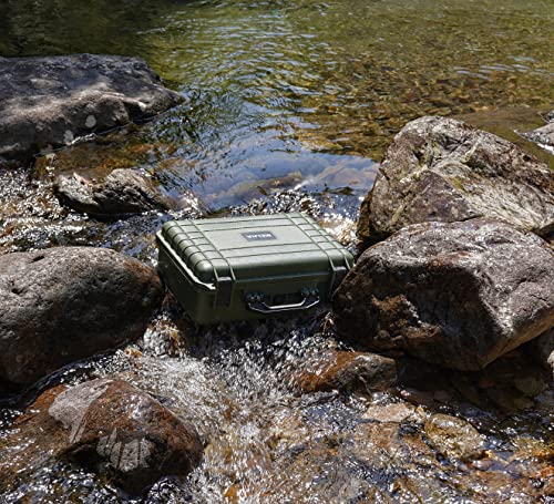 MEIJIA All Weather Portable IP67 Waterproof Protective Case, Hard Camera Case with customizable foam, Perfectly Protection of Camera, Drones,Pistols,Lens,Equipments,18.5 x14.06x6.93inches (Green) - color: Green