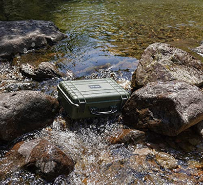 MEIJIA All Weather Portable IP67 Waterproof Protective Case, Hard Camera Case with customizable foam, Perfectly Protection of Camera, Drones,Pistols,Lens,Equipments,18.5 x14.06x6.93inches (Green) - color: Green