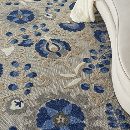 Nourison Home Aloha Natural Blue 5'3" x 7'5" Area Rug - Easy Clean, Non Shedding, Bed Room, Living Room, Dining Room, Kitchen (5' x 8') - color: Natural Blue, size: 5'3" x 7'5" (Rectangular)