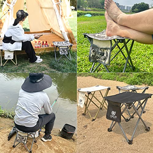 Opliy Camping Stool, Folding Small Chair Portable Camp Stool for Camping Fishing Hiking Gardening and Beach, Camping Seat with Carry Bag (Blue-Leaf) - color: Blue-leaf