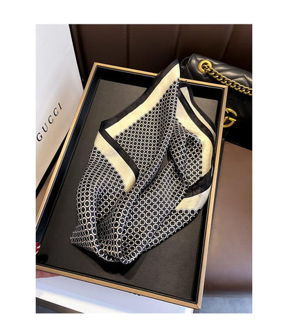 100% Mulberry Silk Neck Scarf - 21'' x 21'' Lightweight Neckerchief - Women Men Small Square Digital Printed Scarves - color: 064