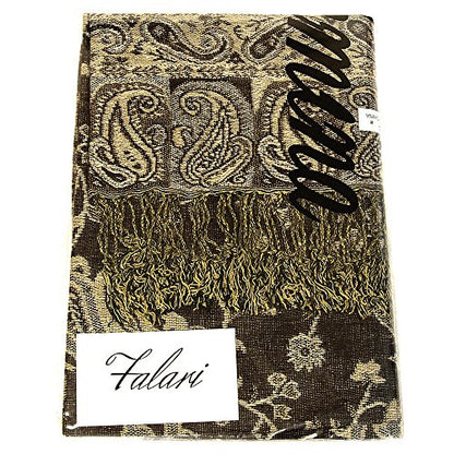 Falari Women's Reversible Paisley Pashmina Shawl Wrap Scarf For Evening Dresses Festivals Any Occasions All Seasons 80"x27" - color: Style 1 - Brown