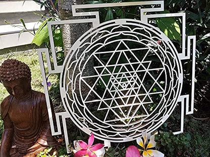 ZenVizion 13.5" Sri Yantra Wall Decor Mandala, Sacred Geometry Wall Art Yoga Decor, Grystal Grid, Wooden Art Symbol, Meditation Decor, Spiritual Decor