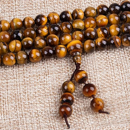 108 Mala Beads Necklace 7 Chakra Tree of Life Pendant Prayer Buddha Bracelets Healing Stone Yoga Men Women Jewelry - color: Stones Tibetan Tiger Eye