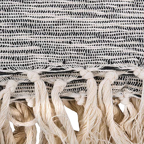 DII Rustic Farmhouse Throw Blanket with Decorative Tassels, Use for Chair, Couch, Bed, Picnic, Camping, Beach, & Just Staying Cozy at Home (50 x 60), Variegated Black