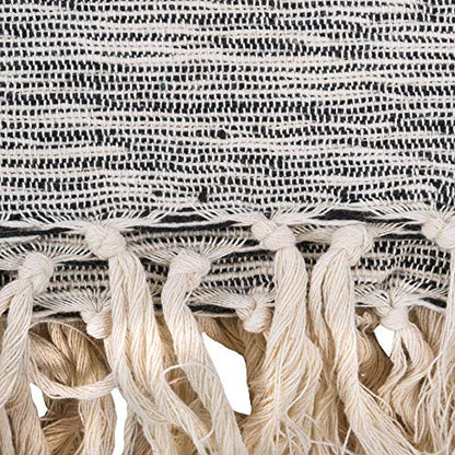 DII Rustic Farmhouse Throw Blanket with Decorative Tassels, Use for Chair, Couch, Bed, Picnic, Camping, Beach, & Just Staying Cozy at Home (50 x 60), Variegated Black