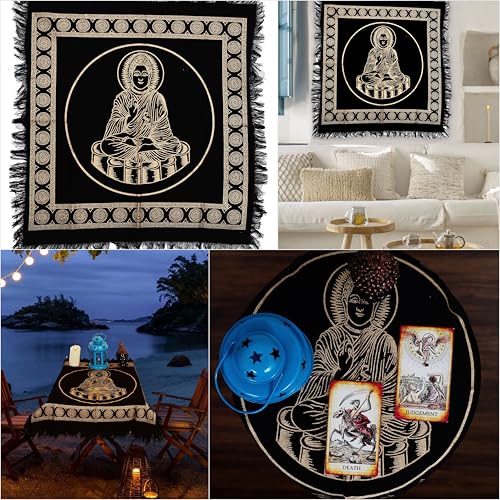 Indian Consigners Tarot Spread Altar Cloth Small 18" Square Wall Hanging Wiccan Witchcraft Wica Wall Hanging (Golden Buddha) - color: Golden Buddha