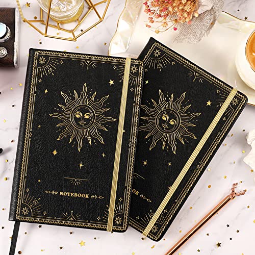Artfan Ruled Notebook/Journal – Premium Thick Paper Classic Writing Notebook with Pocket + Page Dividers Gifts, Banded, Large, 128 Pages, Hard Cover, Lined (5.3" x 8.26") - Black - color: BLACK1